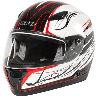 Motorradhelm NERVE "NH5008" Gr. M, rot (rot, weiß, schwarz), Helme, M Kopfumfang: 57cm - 58cm