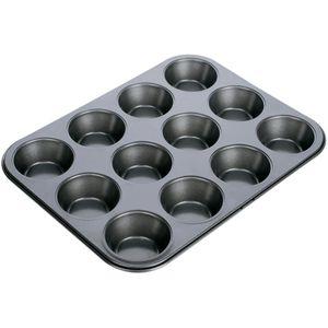 Tescoma Backform DELICIA, für 12 Muffins, aus Edelstahl, 34 x 26 x 3 cm, schwarz, antihaftbeschichtet, Muffinform