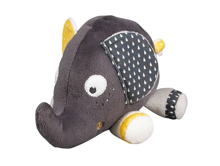 Doudou bébé petit Eléphant en velours gris - BABYFAN - SAUTHON