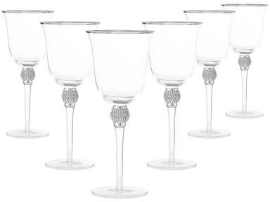 Cheer Collection Berkware Elegant Sparkling Studded Long Stem Rose Glass with Gold or Silver Rim