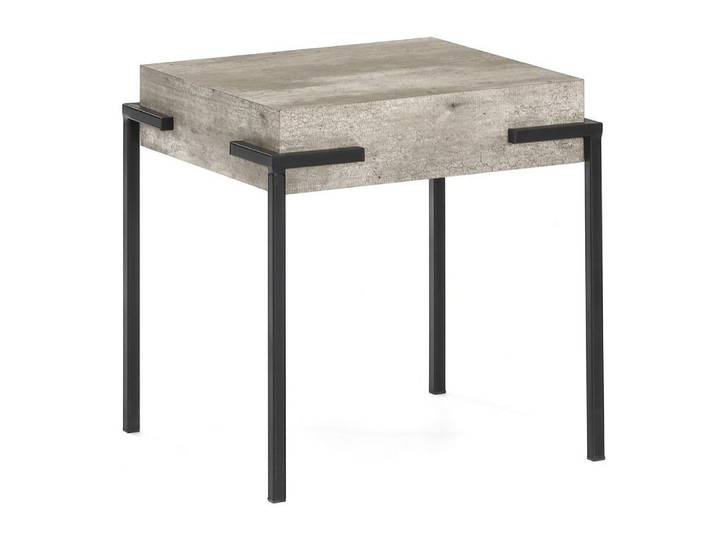 LebensWohnArt Beistelltisch Design Beistelltisch CRETO 40cm grau Beton-Optik Metallgestell