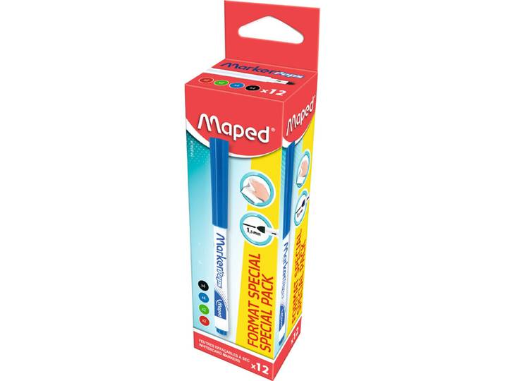 Maped Marker'Peps Marqueurs pour Tableau Blanc Lot de 12 Effaçables