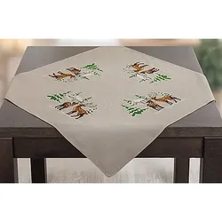 Stickmitteldecke "Rehe in Winterlandschaft"