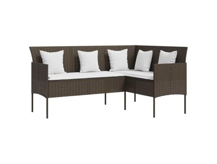ZQQLVOO Sofa in L-Form mit Kissen Poly Rattan Braun Pulverbeschichteter Stahlrahmen, witterungsbeständiges PE-Rattan, dick gepolsterte Kissen, leicht umstellbar