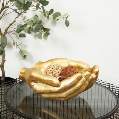 ARCILLA ELEMENTAL Classic Polystone Open Hands Sculpture - White or Gold