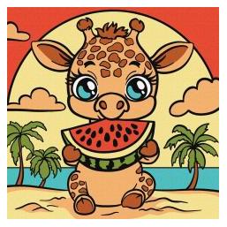 Ideyka Malen nach Zahlen - Giraffe und Wassermelone 25x25cm (66129004)