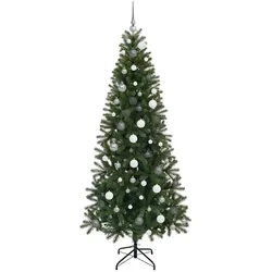 vidaXL, Weihnachtsbaum, Kim (mit LEDs und weissen/grauen Bällen) (210 cm)