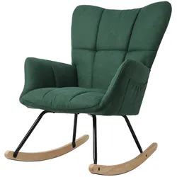 Home Nature Wohnkonzept Schaukelstuhl grün 95x64x78 cm, Balkonsessel Relaxstuhl mit 120 kg Tragkraft, Schaukelsessel