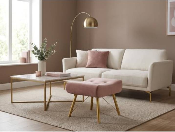 Family Meble Polsterhocker Luna Royal Aura – Fußhocker mit Stoff-Bezug – Rosa · Royal 308