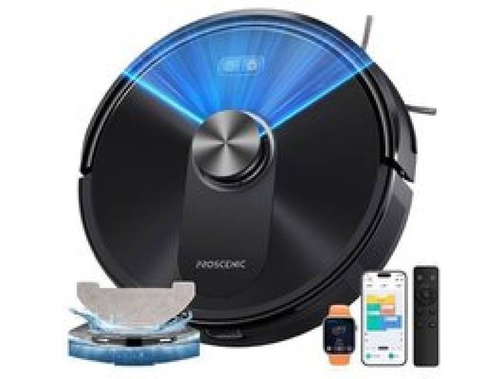 PROSCENIC Aspirateur Robot Laveur QO10 -12000 Pa Anti-Enchevêtrement 3 en 1 Aspiration & Lavage Corps compact Cartographie Laser