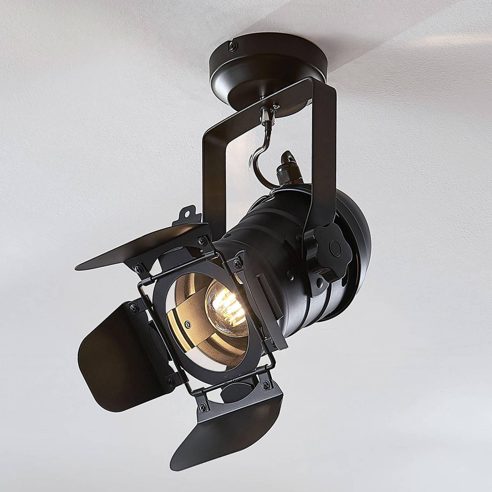 Ceiling Light Tilen Lindby, dimmable, Black, Living / Dining Room, metal, Ceiling Light