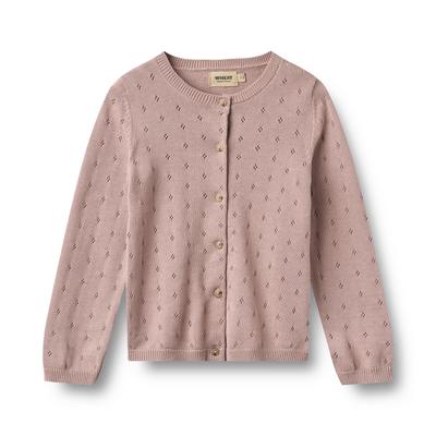 Strickjacke WHEAT "Knit Cardigan Maia", Mädchen, Gr. 104, 1135 dry rose, Strick, Obermaterial: 100% Baumwolle, unifarben, A-Linie normal, Rundhals, Strickjacken Strickjacke, Baumwolle