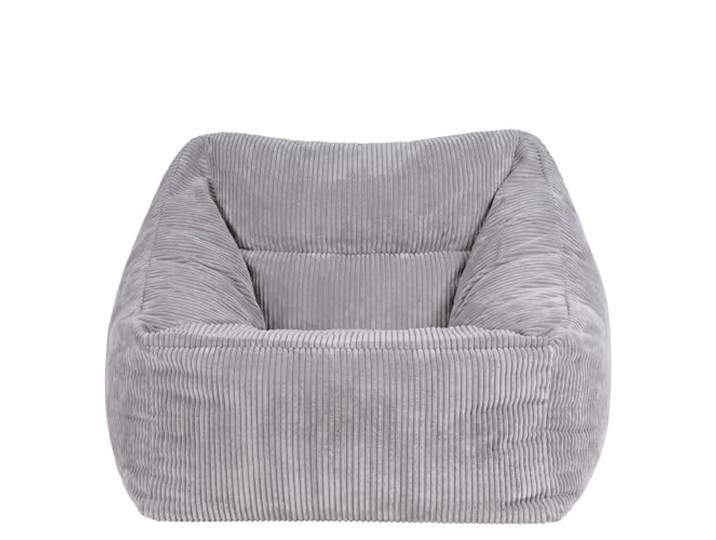 Icon Natalia Sitzsack Sessel für Erwachsene mit Füllung, Grau In Deutschland Hergestellt, Sitzsack Erwachsene, Flauschiger Cord Stoff, Riesen Sitzsack Cord für Wohnzimmer und Schlafzimmer