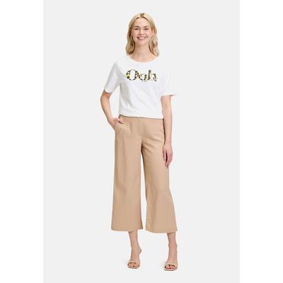 Kurzarmshirt BETTY BARCLAY "Damen mit Placement", Damen, Gr. 42, beige (weiß, beige), Jersey, Obermaterial: 100% Baumwolle, figurumspielend normal, Rundhals, Shirts, Placement