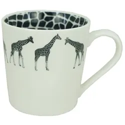 Kaffeebecher Giraffe 330 ml Porzellan Schwarz, Weiß Schwarz /