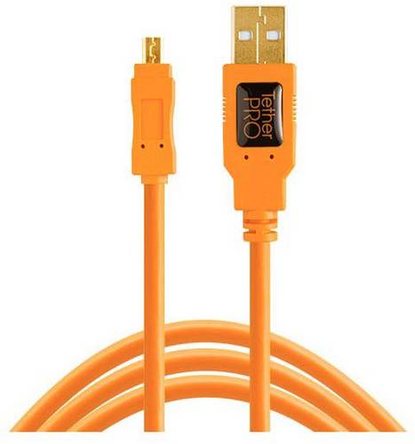 Tether Tools USB-Kabel USB-Mini-B Stecker, USB-A Stecker 4.60 m Orange CU8015-ORG