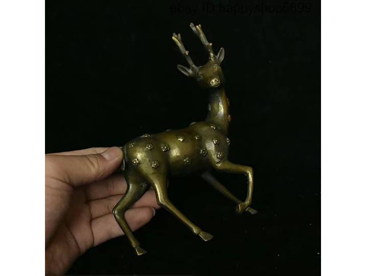 7 palais de la dynastie chinoise Bronze Fengshui longévité Animal cerf Sika cerf Statue accessoires pour la maison bureau décoration Figurines
