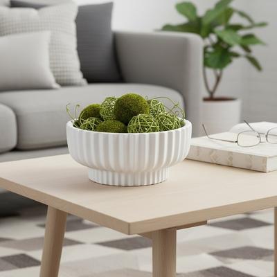 Sagebrook Home "Decorative Ribbed Ceramic Bowl with Matte Finish - 12"", White - 12.0"""