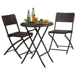 Relaxdays Gartenmöbel Set BASTIAN 3-teilig Dunkelbraun