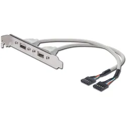 Digitus USB  Slotblechkabel, 2x Typ A - 2x5pin IDC, Bu/Bu,0.25m, USB 2.0 kompatibel, be