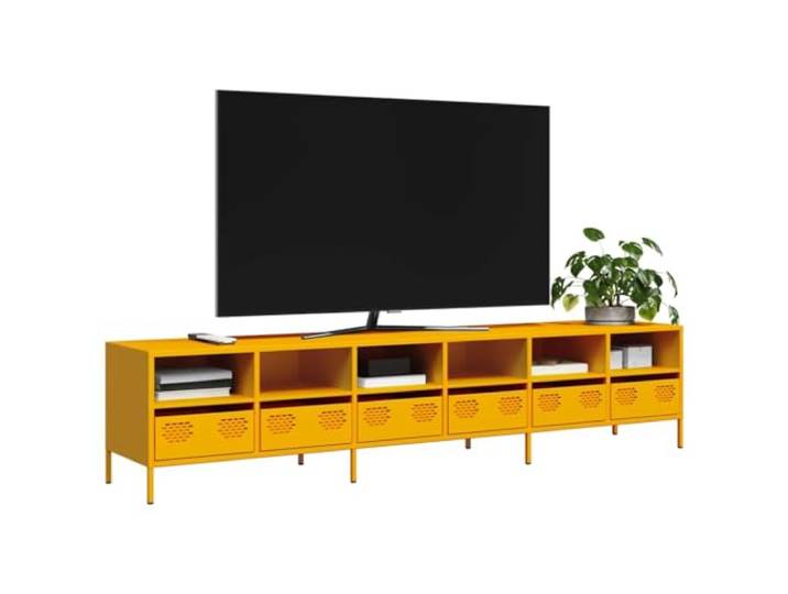 HEFZGDB TV-Schrank Senfgelb 202x39x43,5 cm aus Kaltgewalztem Stahl mit Stauraum und robuster Oberplatte für Multimedia-Geräte und Dekoartikel, langlebig und pflegeleicht.