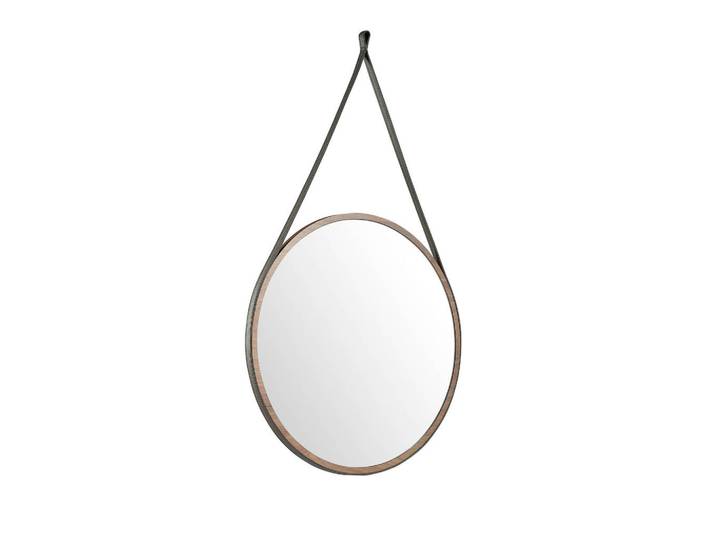 Angel Cerda Runder Wandspiegel mit Walnussholzrahmen, 75 cm, Walnussfarben, Holz, Nussbaum, Essen/Getränk, Rund, 75x3x75 cm, Spiegel, Wandspiegel