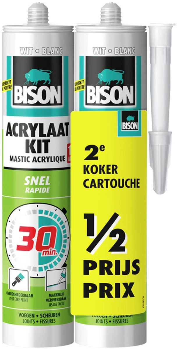 Bison Acrylaatkit Snel 30 minuten Wit 2x 300 ml