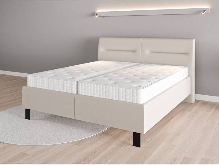 Lattenrost-Bett 180x200 Nr. 1 - Grau (Graubeige) - Feiner Mikrofaserstoff