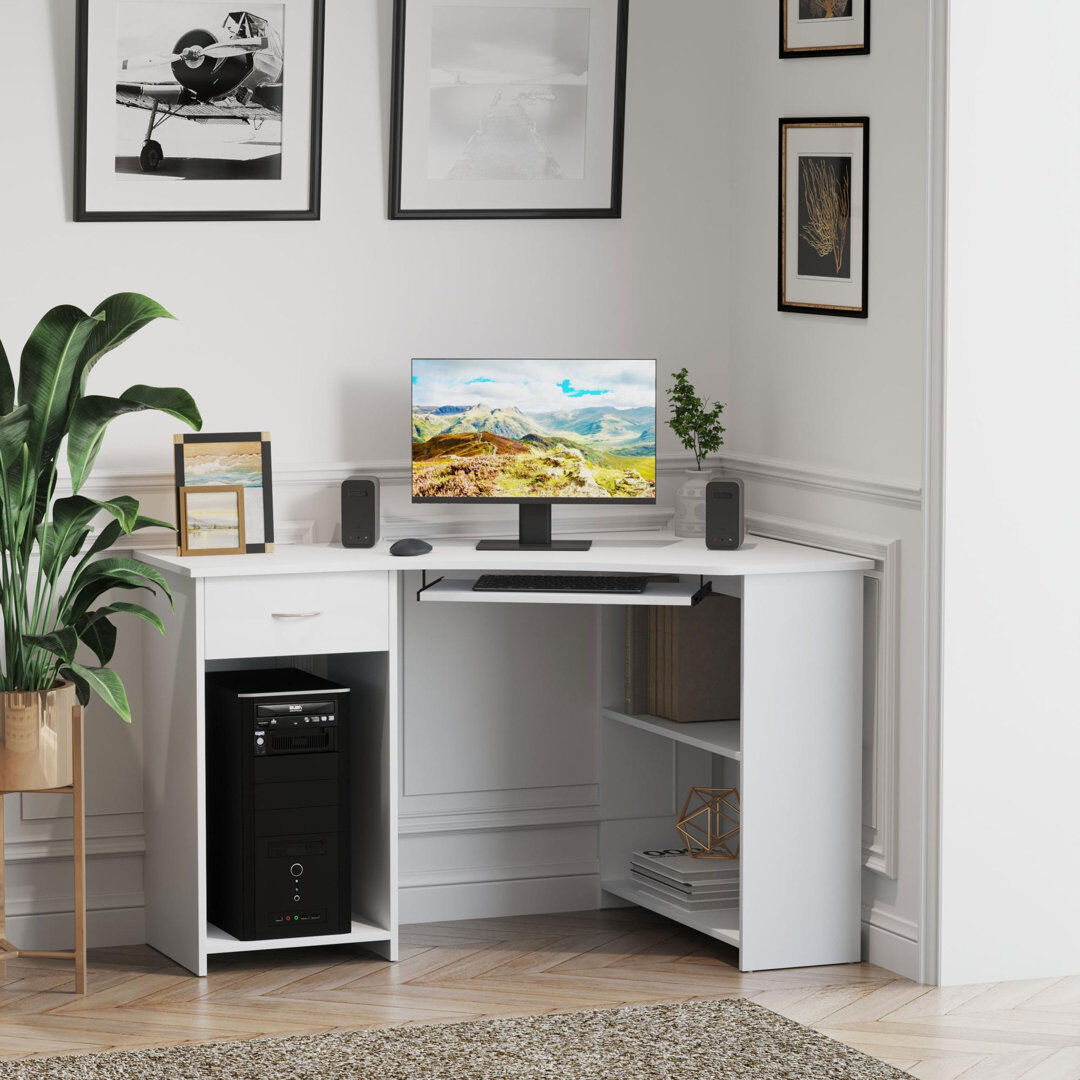 Hashtag Home Correia Computer Desk White 75cm H X 120cm W X 70cm D