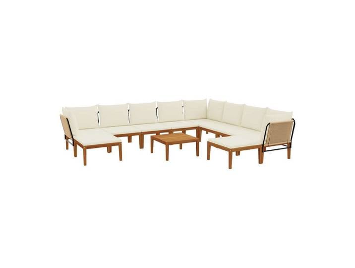 vidaXL Sofaelement 11 stk. Massives nholz & Seil Natur (11 St)