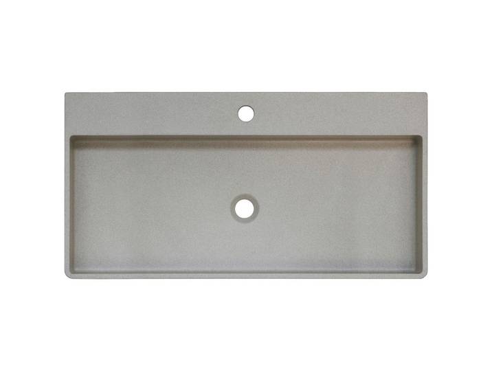 Linea Natura Waschbecken, Hellgrau, Stein, 82x13x42 cm, Badezimmer, Waschbecken & Armaturen, Waschbecken
