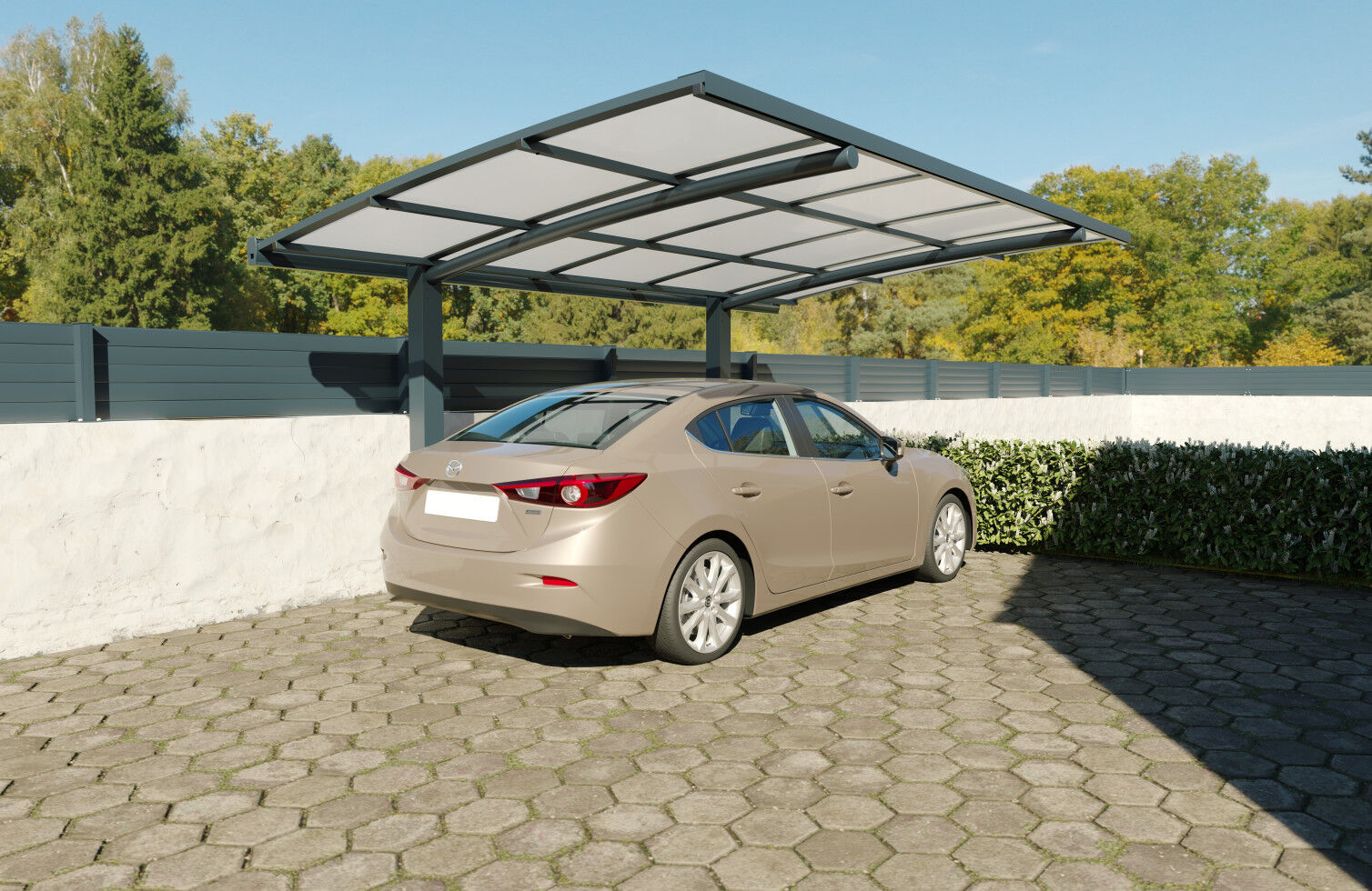 Wismar NFI Carport freistehend gebogen 500 x 300 cm grau