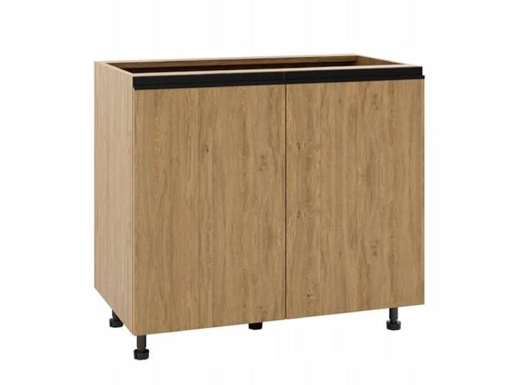 Laclar Küchenunterschrank 90x50,8x82 cm mit Türen und Einlegeboden - Soft-Close Scharniere - Moderne grifflose Front - einfache Montage - verstellbare Füße - Korpus & Front: Steineiche