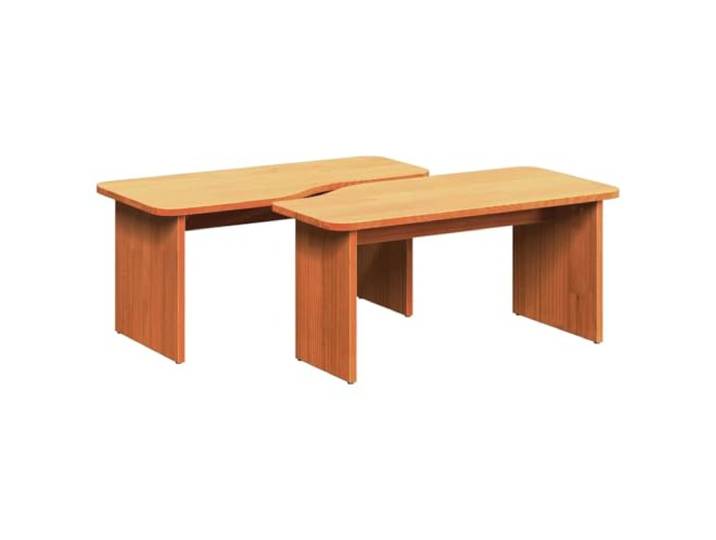 Couchtisch 2 Stk. Wachsbronze 100 x 69 x 35,5 cm Kiefer Massivholz, runde Form, Wohnzimmer, Bücher, Getränke, Dekorationen, einfache Montage, einfache Pflege