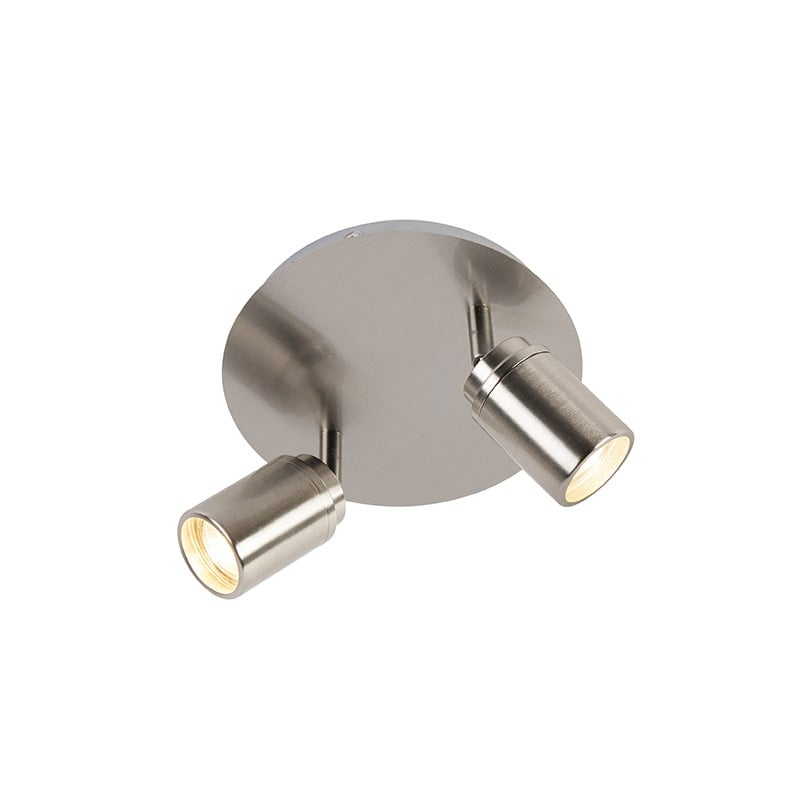 Qazqa Moderne Badkamer Spot 2-Lichts Zilver Metaal IP44