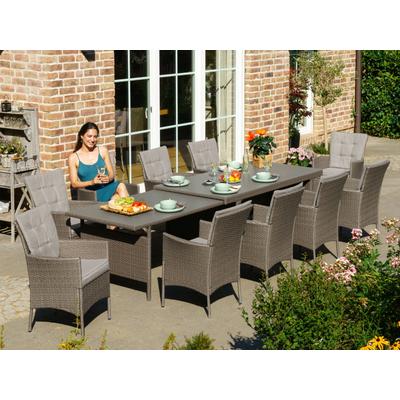 Garten-Essgruppe KONIFERA "Mailand", braun (braun, grau), Polyrattan, Sitzmöbel-Sets, Polyrattan, Stahl, Braun