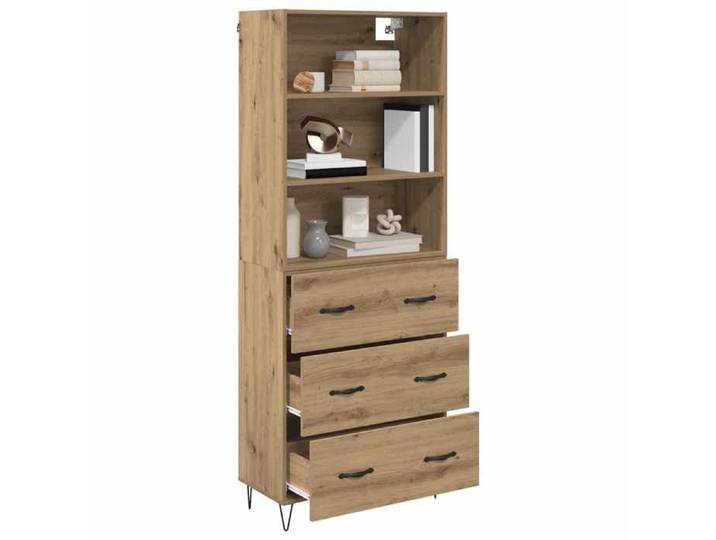 Marron Buffet & bahut contemporain，Haut Armoire 2 pc Chêne artisanal 69 5 x 34 x 180 cm FR&1673