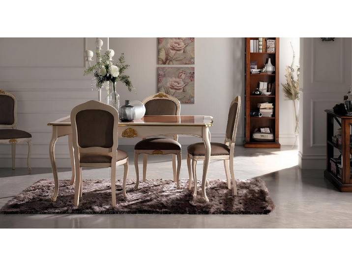 JVmoebel Esszimmer-Set Vaccari Giovanni Esszimmermöbel in Weiß mit Art Deco Eleganz, (Esszimmer-Set, Küchen-Set), Made in Italy