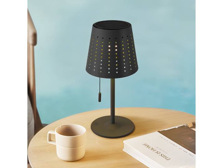 Hilario Portable Solarzelle Tischleuchte Schwarz - Lindby - Balkon - Metall - Einflammig