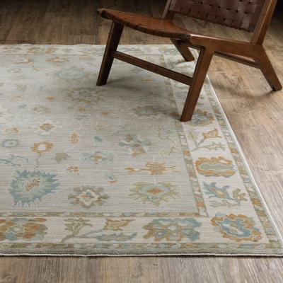 Style Haven Meadow Bordered Oriental Grey/ Blue Area Rug