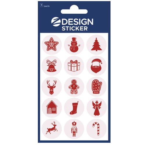 AVERY Zweckform Aufkleber Weihnachtsmotive, rot, 15 Etiketten