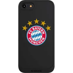Nivocase Handyhülle für Apple iPhone 7 Hülle NIVOpure Case Schwarz FC Bayern München FCB Sterne (Apple iPhone 7), Smartphone Hülle, Schwarz