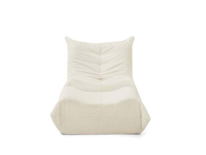 Fauteuil Paresseux Avec Dossier Et Repose-pieds En Tissu Teddy Beige Pour Salon Et Bureau