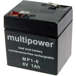 multipower MP1-6 MP1-6 Bleiakku 6 V 1 Ah Blei-Vlies (AGM) (B x H x T) 51 x 55 x 42 mm Flachstecker 4.8 mm Wartungsfrei, Geringe Selbstentladung