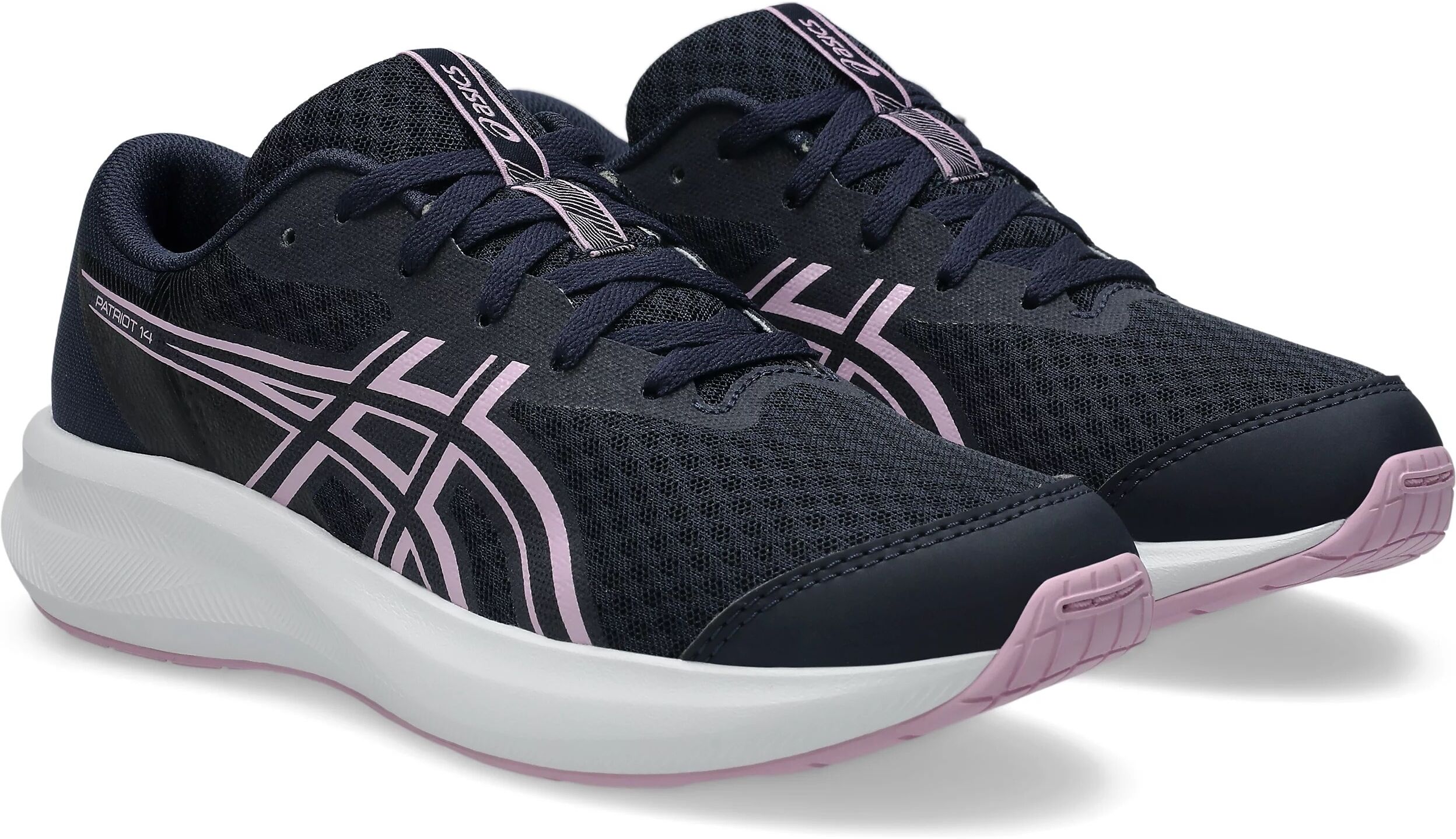 Laufschuh ASICS "PATRIOT 14 GS", Jungen, Gr. 37,5, blau (midnight, hazy lila), Synthetik, Schuhe Laufschuh, für Kinder & Jugendliche midnight, hazy lila 37,5