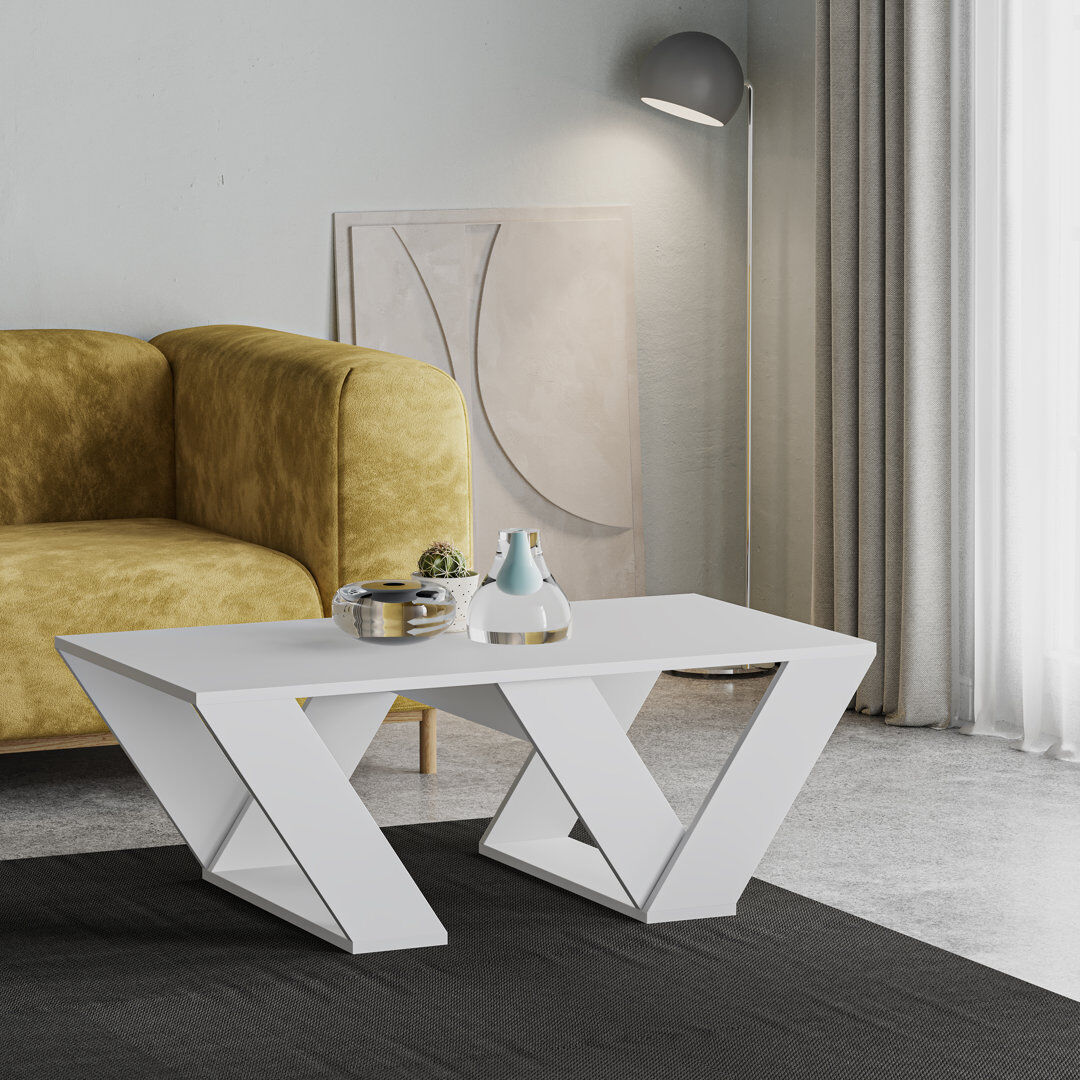 Hashtag Home Aiysha Cross Legs Coffee Table White 40cm H X 110cm W X 60cm D