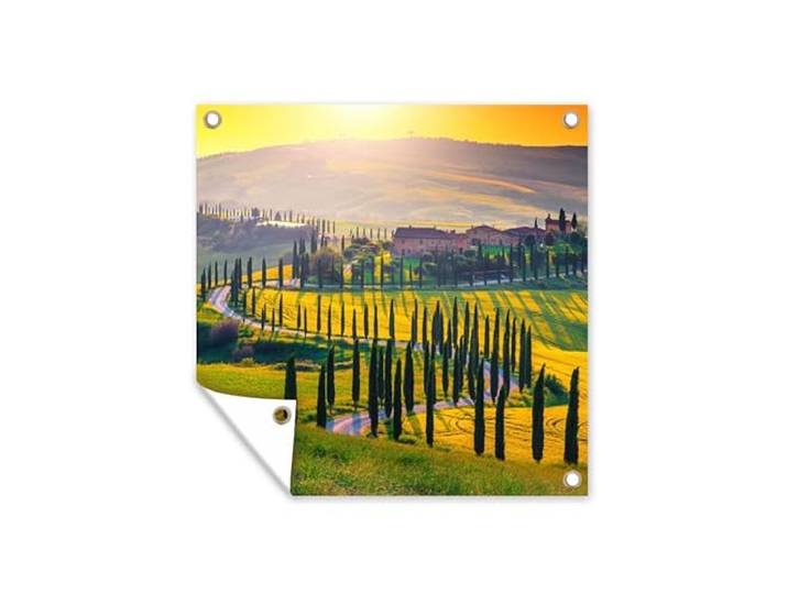 Tuinposter - 200x200 cm - Gras - Zon - Heuvel - Landschap