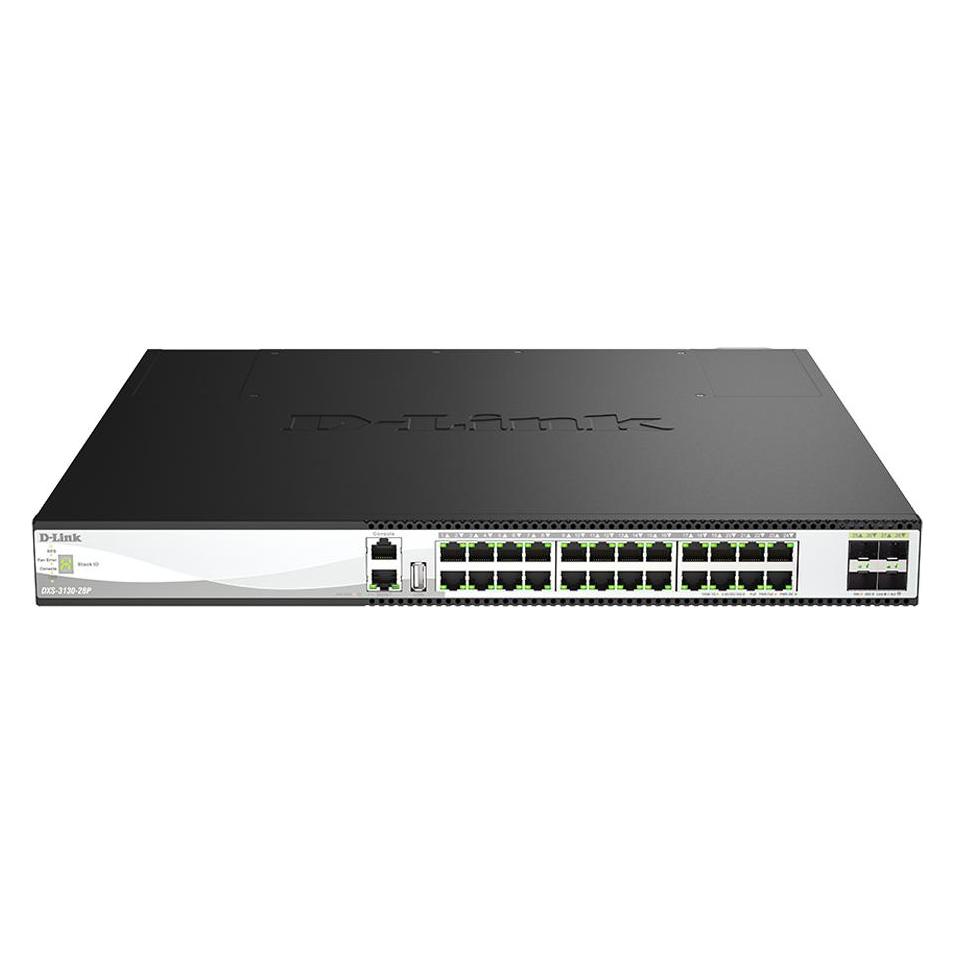 D-Link 24 Ports 10G PoE 60W + 4 Ports 25G SFP28 Managed Switches 790W (28 Ports) (DXS-3130-28P/E)