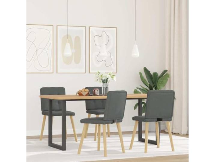 POUFGDR Esszimmerstühle, dunkelgrau, aus Stoff, 4 Stück Dicker Schaumstoff, Rahmen aus Metall und Holz, weiches Polyester, Wohnzimmer, Gästezimmer