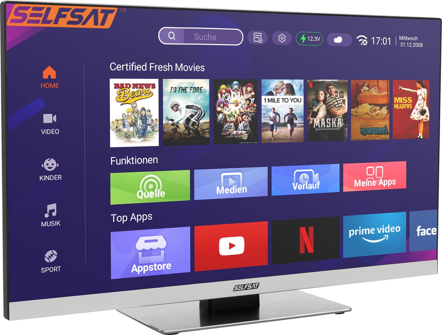 SELFSAT LED-TV Smart 1255, 55 cm (22"), , HD-Tuner, WLAN, Bluetooth